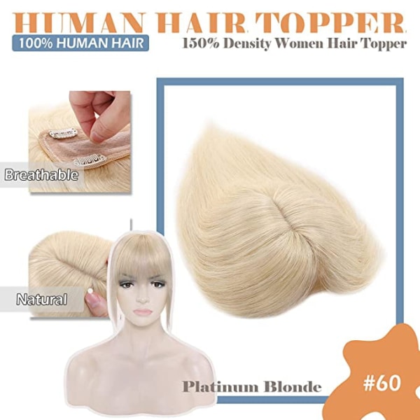 Menneskehår Toppers med smell Silke hårpynter for kvinner 6 tommer 27g mørk blond