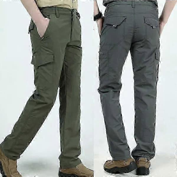 【BQ】Mænds lette slanke vandtætte hurtigtørrende åndbare cargobukser army green M
