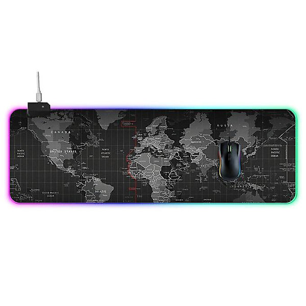 Computer World Map Pattern Belyst musmatta, storlek: 90 X 30 X 0,4 cm