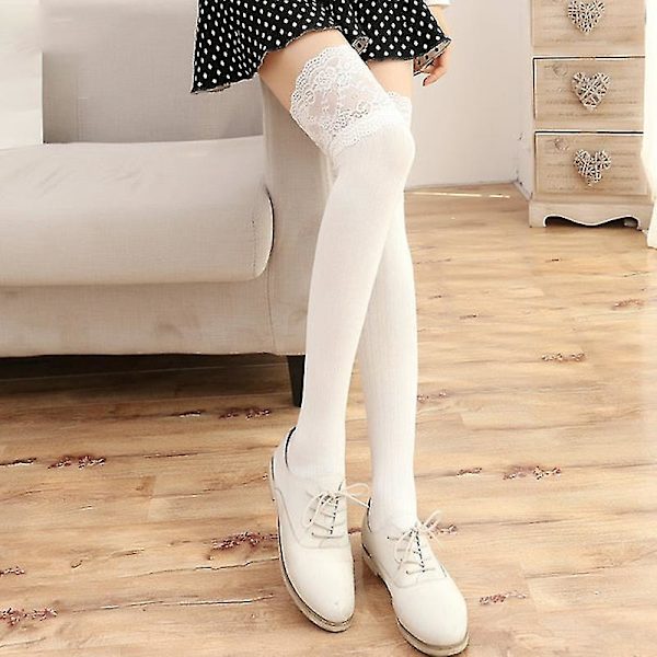 Kvinder lårhøj over knæet Strømper Hæklede sokker Leggings White