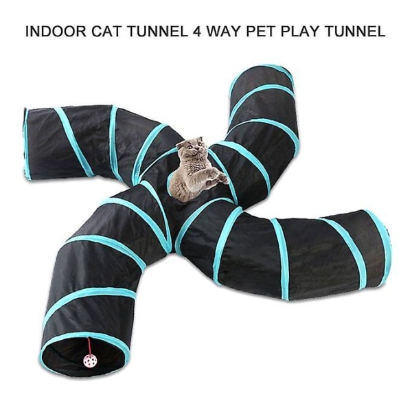 Inomhus katttunnel 4 Way Pet Play Tunnel Hopfällbar tunnel
