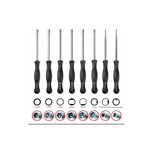 【BQ】Carburetor Key Set for Brush Cutters and Chainsaws, 8-pack including: Double, Spline, Hex Key