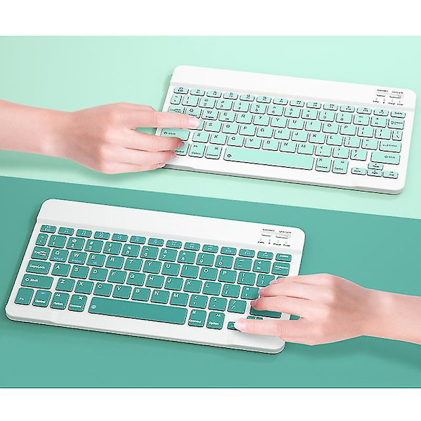 Protable trådlöst Bluetooth tangentbord och mus Combo Uppladdningsbar sladdlös 10 tum Mint Green