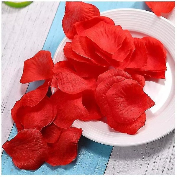 500/1000/3000 stk Fargerike kunstige roseblader Bryllup Romantisk Silke Rose Blomsterblad Bryllupsfest dekorasjonsutstyr 50% rose red 3000pcs