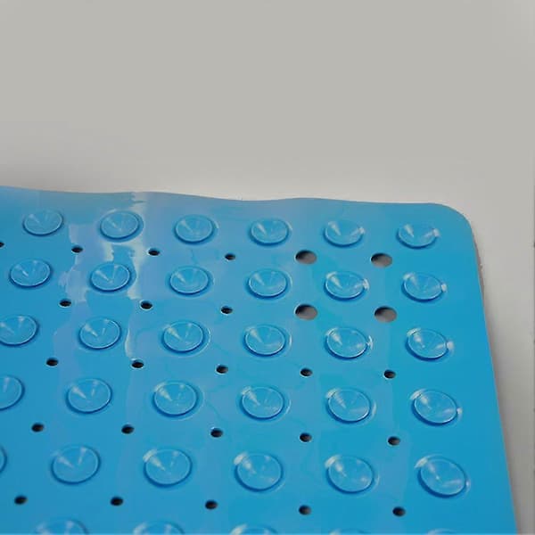Luktfri badrumshalksäker duschmatta miljövänlig flexibla sugkoppar solid Blue