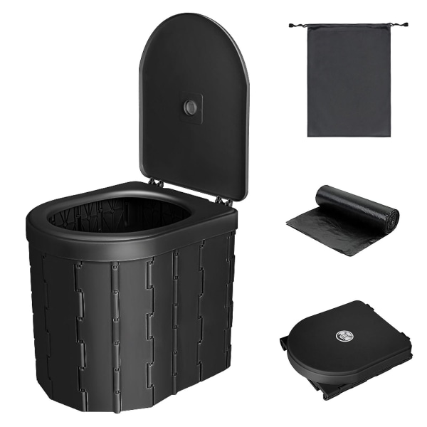 Taitettava kannettava wc, retkeilykäymälät taitettava wc-koodi auton wc taitettava kannettava ulkokäymälä black