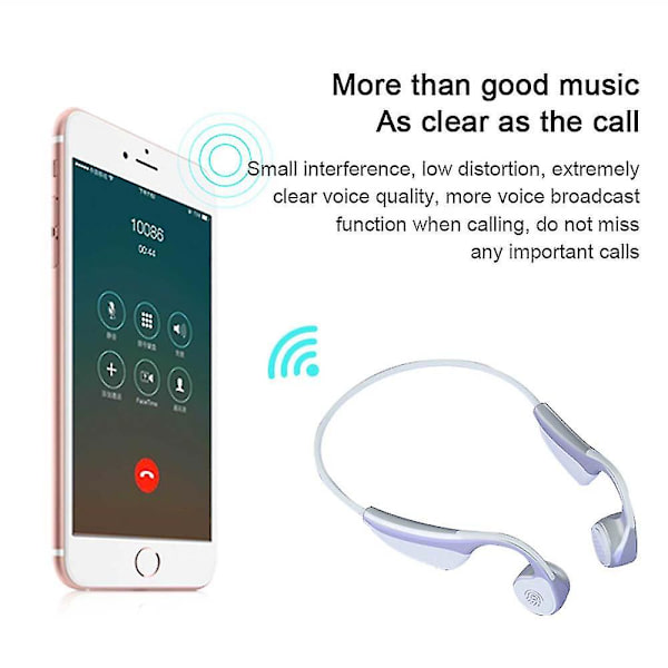 Bone Conduction -kuulokkeet Open Ear -langattomat kuulokkeet, joissa Bluetooth valkoinen white