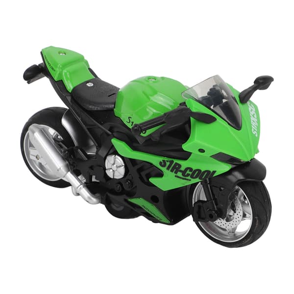 Børne Motorcykel Legetøj Træk Tilbage Lyd Lys Effekter Høj Simulation Legering Motorcykel Model Grøn