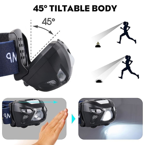 Led Head Torch Strålkastare Rörelsesensor Kontroll
