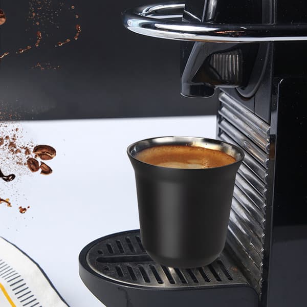 304 Rustfrit Stål Dobbeltvægget Isoleret Kaffekrus Mat Sort Hjemme Cafe