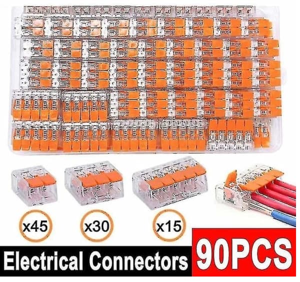 【BQ】90 pcs Wago 221 Electrical Connectors Wire Block Clamp Terminal Cable Reusable