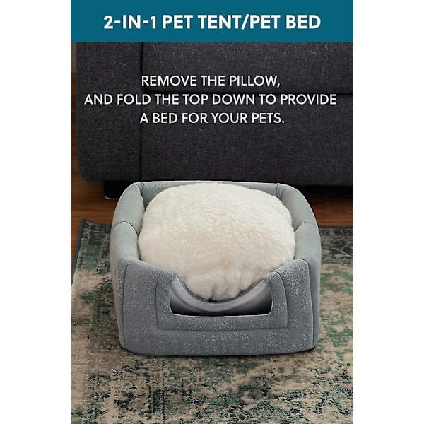 Katteseng for innekatter, kattehus, liten hundeseng - 15/19" 2 i 1 kattetelt, kattungeseng