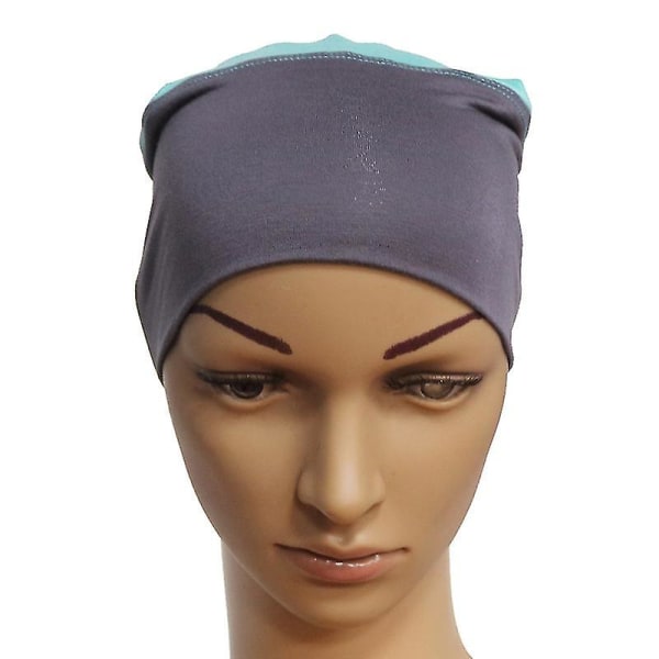Kvinnor islamisk muslimsk huva under halsduk Cap Hijab Huvudbonad Wrap Turban Inner Hat Grey Blue Green