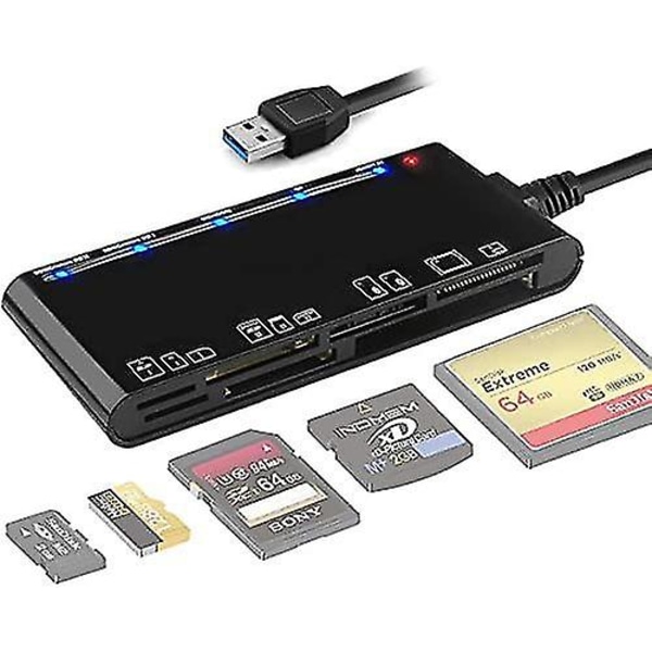 Kortläsare USB 3.0, 7 i 1 minneskortläsare, USB 3.0 High Speed ​​Cf/