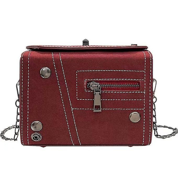 Punk Messenger Bag til Kvinder Kæde Læder Crossbody Skuldertaske