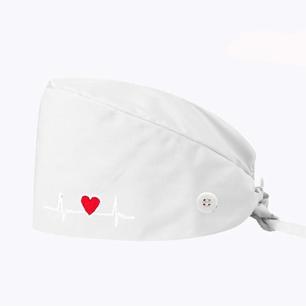 Justerbar unisex bomullsskrubbhatt, arbetskepsar för skönhetssalonger WHITE