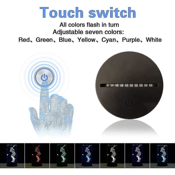 3d Illusion Led nattljus, 16 färger Gradvis ändring Touch Switch Us
