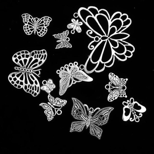 12 stk blandet mote vintage sommerfuglperler anheng for å lage smykker