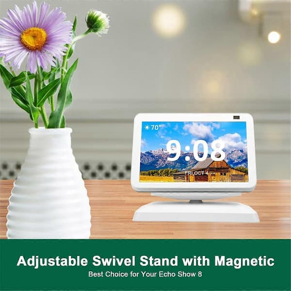 Stativ kompatibelt med Echo Show 8, Smart högtalarhållare kompatibel med Echo Show 8, Bordmonteringstillbehör White
