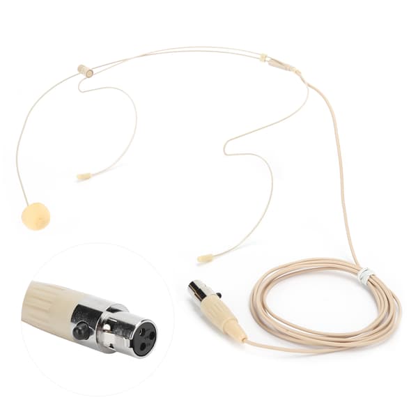 Beige 3-benet stik headset mikrofon med kapacitanshoved til bodypack-sender
