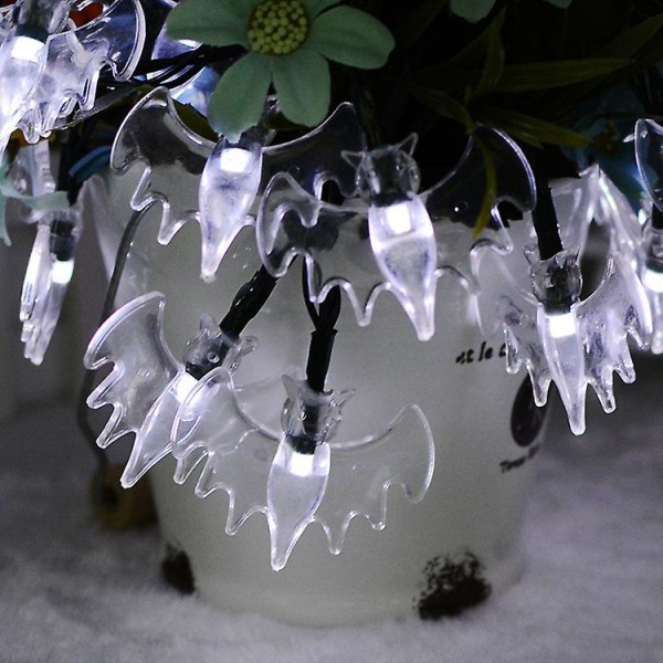 Led Halloween flaggermus Lantern Ghost Hand Light String Solar Batteri Usb Ghost Light String Secret Room Dekoration bat white 60