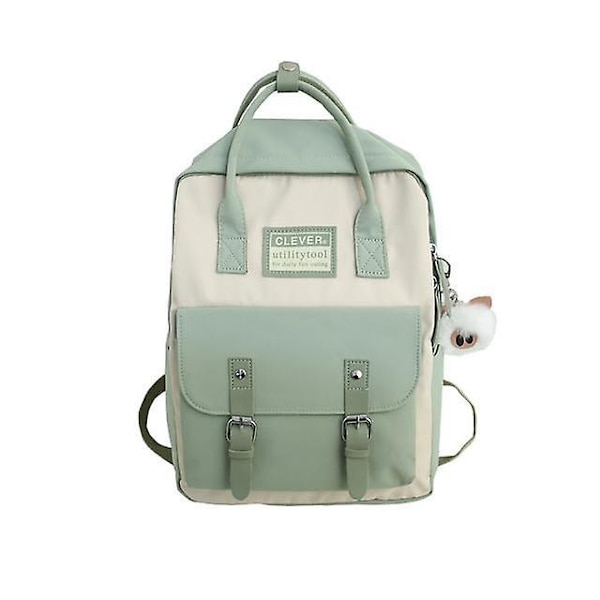Kvinner Nylon Ryggsekk Godteri Farge Vanntett Skolevesker For Tenåringer Jenter Patchwork Ryggsekk Kvinne ryggsekk lysegrønn light green