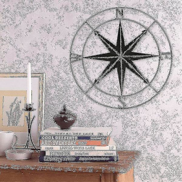 Metal Guideline Neulamaalaus Navigointikoristelu, Seinälle ripustettava Beach Theme House Decoration (musta) 1kpl