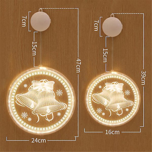 Juldekoration Nyhet Hängande 3d Fairy Light Disc Lampa BELLS 24cm