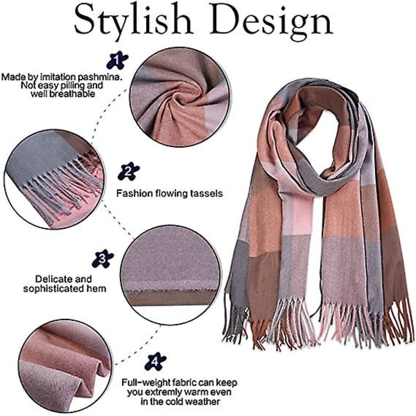 Klassisk Rutig Tartan Scarf För Kvinnor Män Mjuk Rutig Tofs Halsduk Varm Vinter Scarf