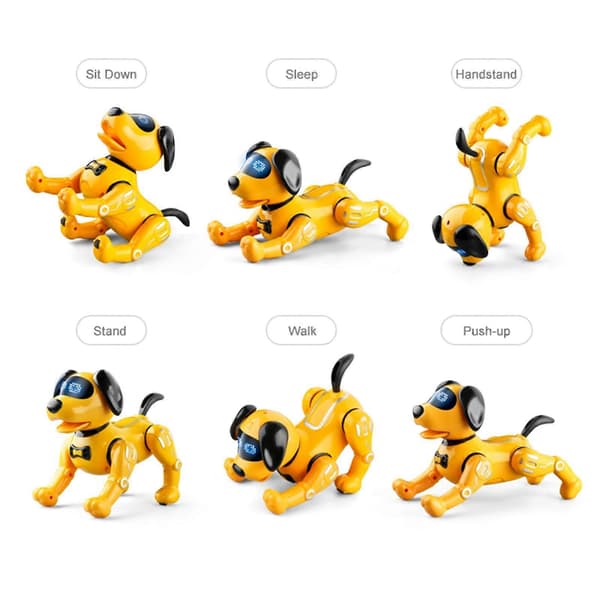 【BQ】Fjernkontroll Robot Hund RC Leker Push up Stunt Valp for Barn Gutter Yellow