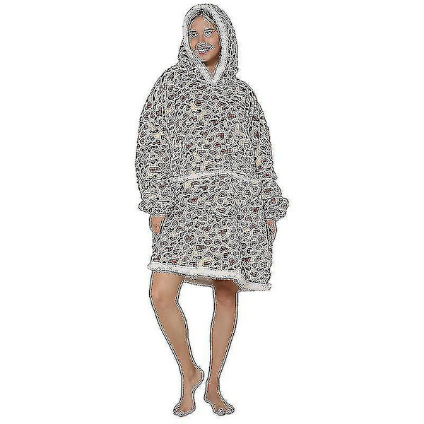 Super Dalian -huppari Filt-huppari Super Soft Sherpa Wool Giant -huppari För Vuxna S Leopard