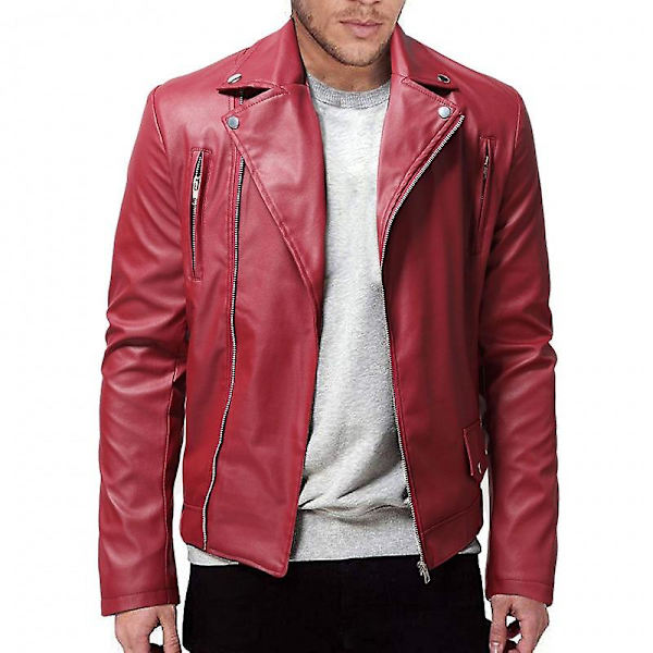 herr motorcykel skinnjacka brun S