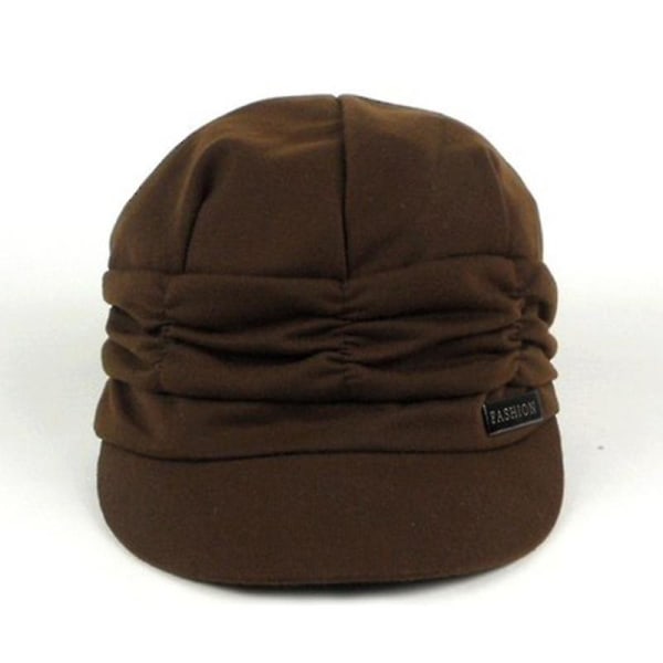 Dame Flad Cap Peaked Fransk Hat Dame Casual Solid Beanie Caps Coffee