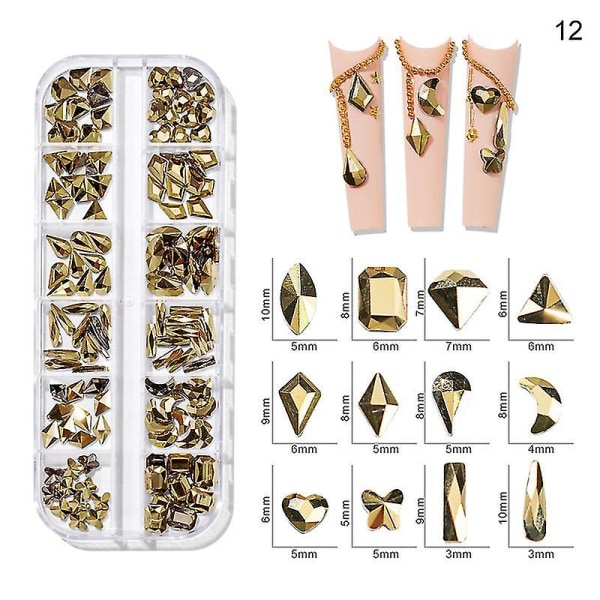 3d Glitter Nail Art Ab/farverig Hotfix Rhinestones Flatback Crystal Diamond Gems Multi Size12 Gird Style 24