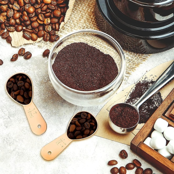 3 delar rostfritt stål kaffe med kort handtag mätslev (roséguld, 15 ml)