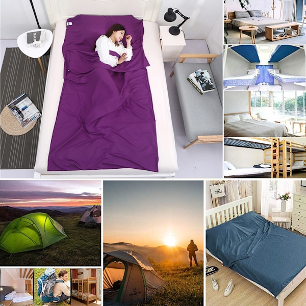 Bærbar sovepose i polyesterfiber med oppbevaringspose for reise og hotell