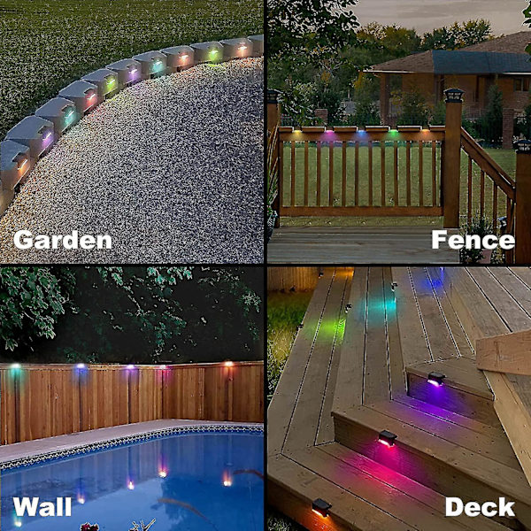 Solar Deck Lights 16 Pack Udendørs Step Lights Vandtætte Led Solar Lights Til rækværk Trapper Stige Hegn Gårder og passager Warm White 8PCS