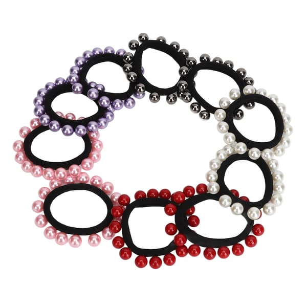 10 stk. Elastisk hårbånd med kunstige perler, elastisk pannebånd, hårtilbehør for kvinner