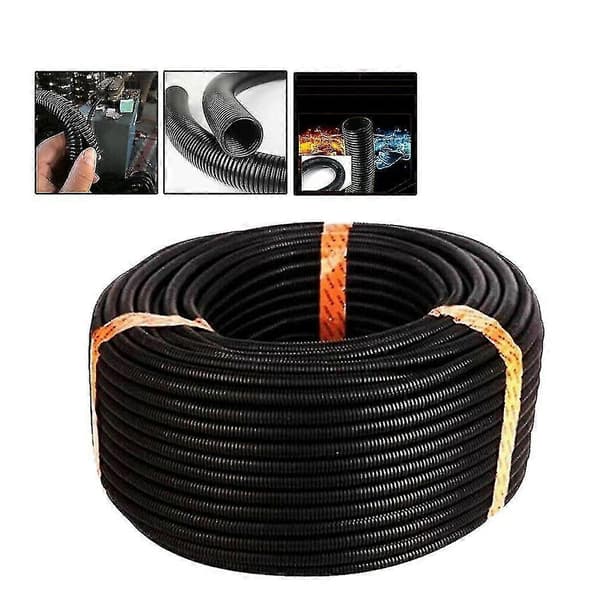 1x30m Delad vävstolstråd Skyddsrör Kabelrör Slangskydd Elkabel 1/4 tum svart
