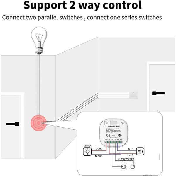 【BQ】RF433 og WiFi Trådløs Fjernkontroll Lysbryter, 2 Brytere 1 Mottaker Kit