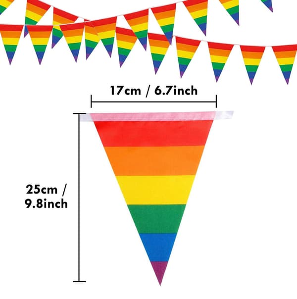 【BQ】Flagvimpel 10m Regnbue Pride, festlig farvet vimpel