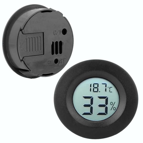 Mini Cirkulær Indbygget Digital LCD Termometer Hygrometer Fugtighed Temperaturmåler Indendørs Sort