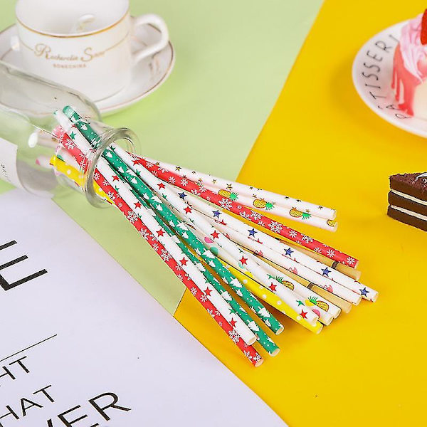 Biohajoavat paperipillit, 100 pilliä juhlatarvikkeille, syntymäpäiville, hääille, oranssit raidat Orange Stripes