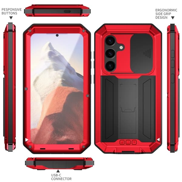 Samsung Galaxy S24 5G Case R-JUST Sliding Camera Life Waterproof Röd