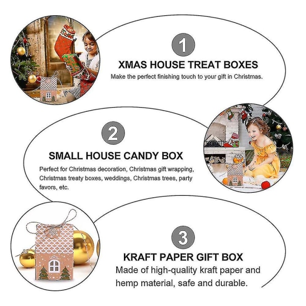 40-pack julklappspåse med återanvändbara kraftpapperslådor till present
