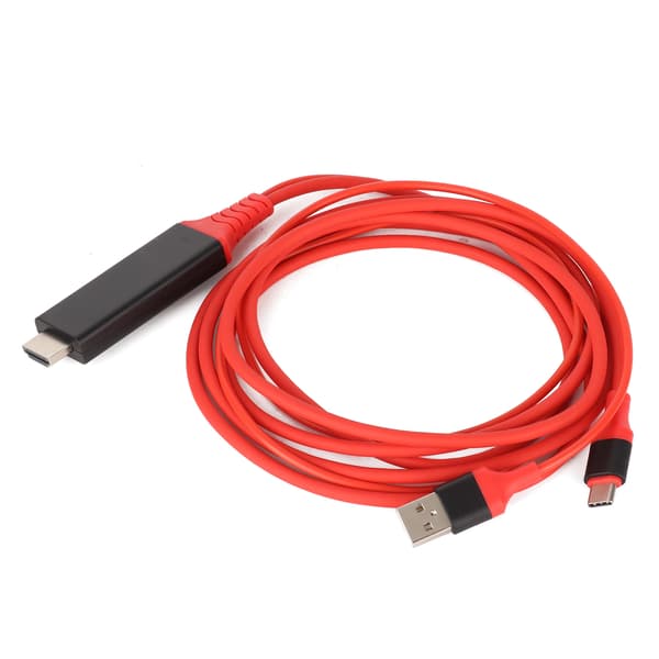 Type C til HDMI Adapter USB 3.1 Telefon TV Opladerkabel Rød