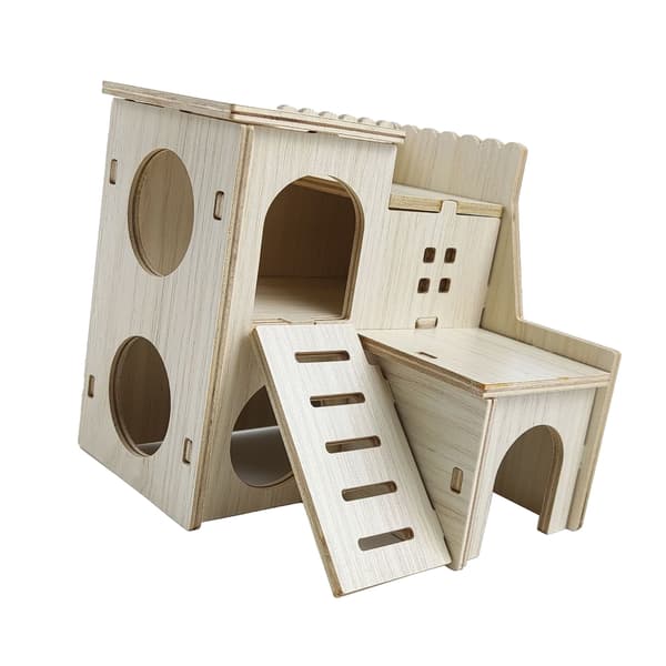 Træ Hamsterhus Bideresistent Skjulested Legetøj Tilbehør Spring Villa 16x16x5cm 6.3x6.3x2.0in