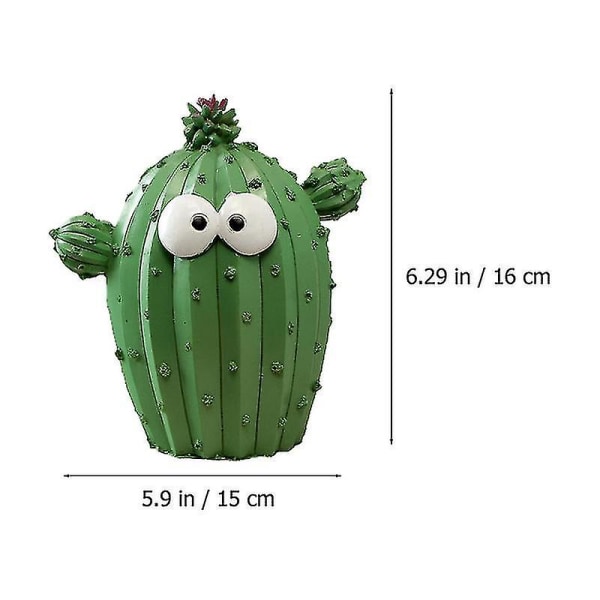 Creative Resin Saving Pot Tegnefilm Cactus Pengeboks Dejligt Hjem Desktop Ornament-grøn