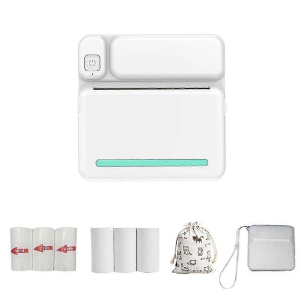 【BQ】Termisk Bærbar Bluetooth-printer 57mm Mini Trådløs POS Termisk Billedfotoprinter til Android IOS Mobiltelefon FLYE1984 Blu Blue Free Size