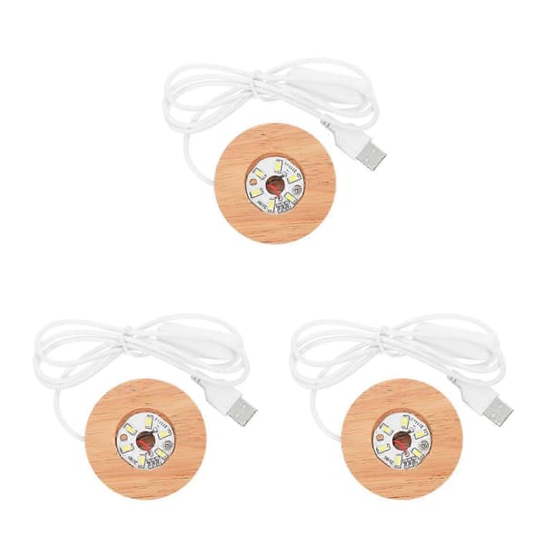 【BQ】2026 Egnet krystallkuleholder i tre med LED-belyst base og USB-lading, 3-delt sett